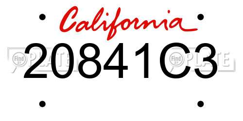 20841C3 California License Plate
