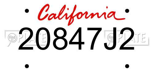 20847J2 California License Plate