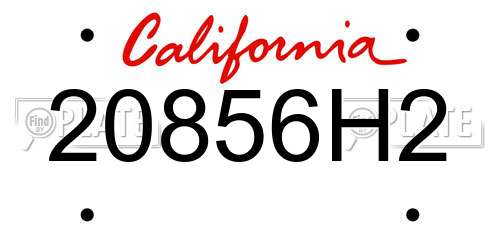 20856H2 California License Plate
