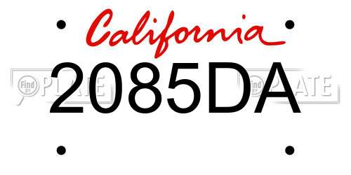 2085DA California License Plate