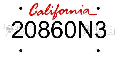 20860N3 California License Plate