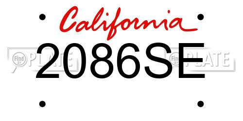 2086SE California License Plate