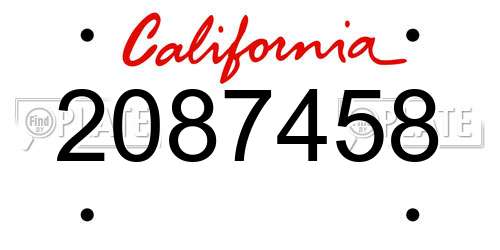 2087458 California License Plate
