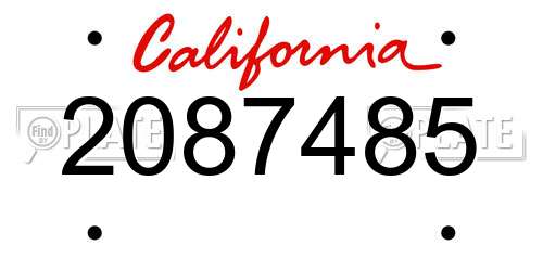 2087485 California License Plate