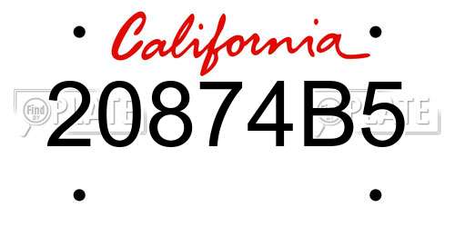 20874B5 California License Plate