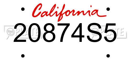 20874S5 California License Plate