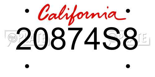 20874S8 California License Plate