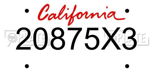 20875X3 California License Plate