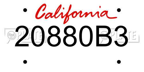 20880B3 California License Plate