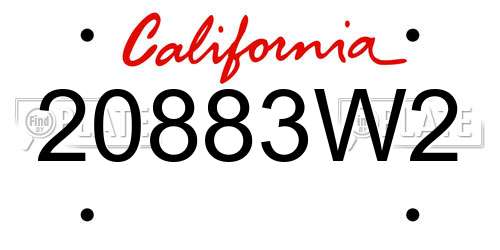 20883W2 California License Plate