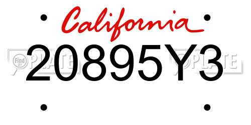 20895Y3 California License Plate