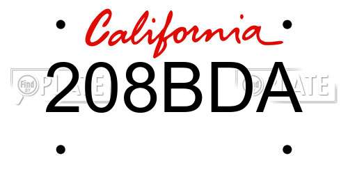 208BDA California License Plate