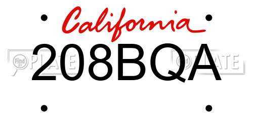 208BQA California License Plate