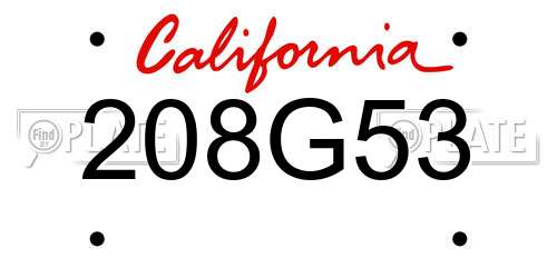 208G53 California License Plate