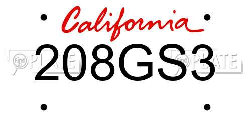 208GS3 California License Plate