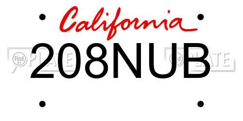 208NUB California License Plate