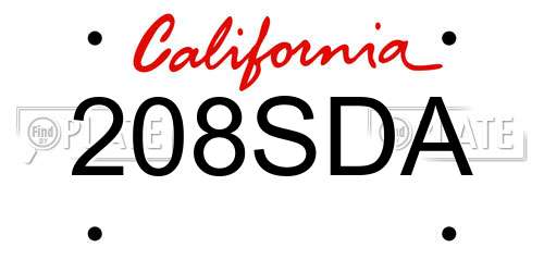 208SDA California License Plate