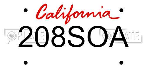 208SOA California License Plate