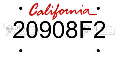 20908F2 California License Plate