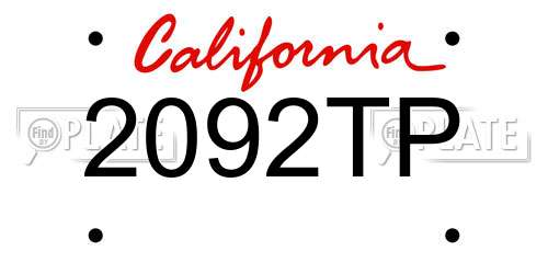 2092TP California License Plate