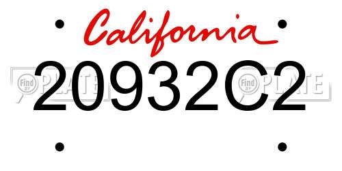 20932C2 California License Plate