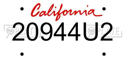 20944U2 California License Plate