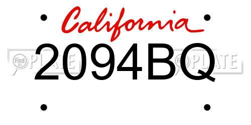 2094BQ California License Plate