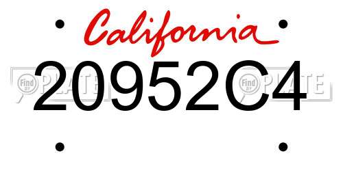 20952C4 California License Plate