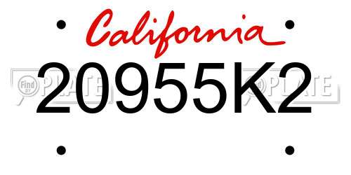 20955K2 California License Plate