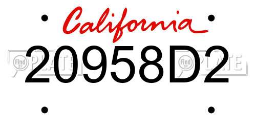 20958D2 California License Plate