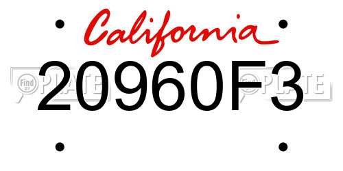 20960F3 California License Plate