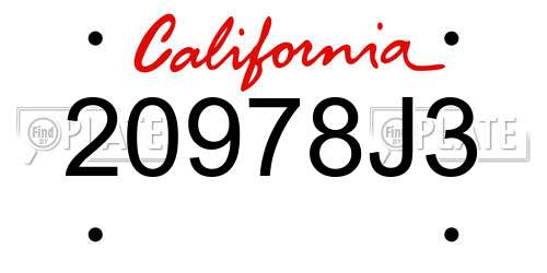 20978J3 California License Plate