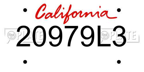 20979L3 California License Plate