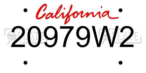 20979W2 California License Plate