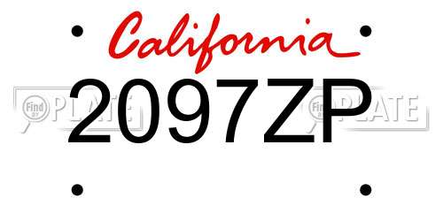 2097ZP California License Plate
