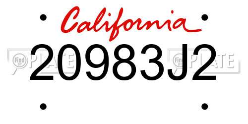 20983J2 California License Plate