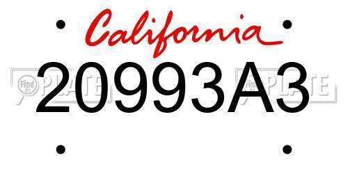 20993A3 California License Plate