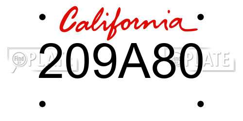209A80 California License Plate
