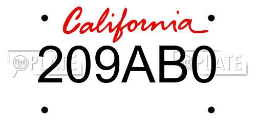 209AB0 California License Plate