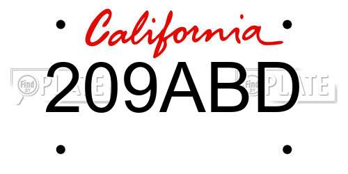 209ABD California License Plate
