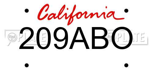 209ABO California License Plate