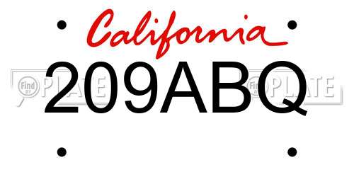 209ABQ California License Plate