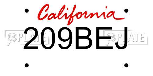 209BEJ California License Plate