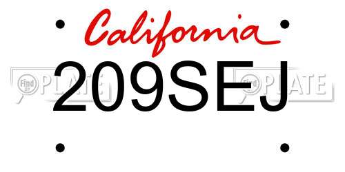 209SEJ California License Plate