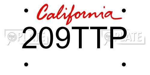 209TTP California License Plate