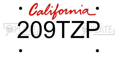 209TZP California License Plate