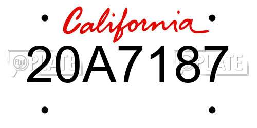 20A7187 California License Plate