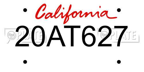 20AT627 California License Plate