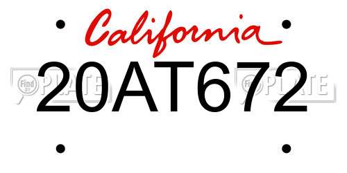 20AT672 California License Plate
