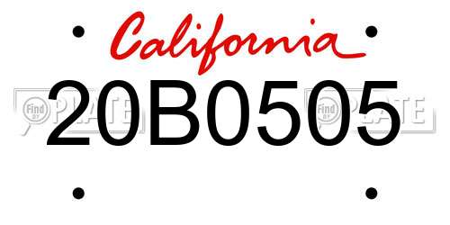 20B0505 California License Plate